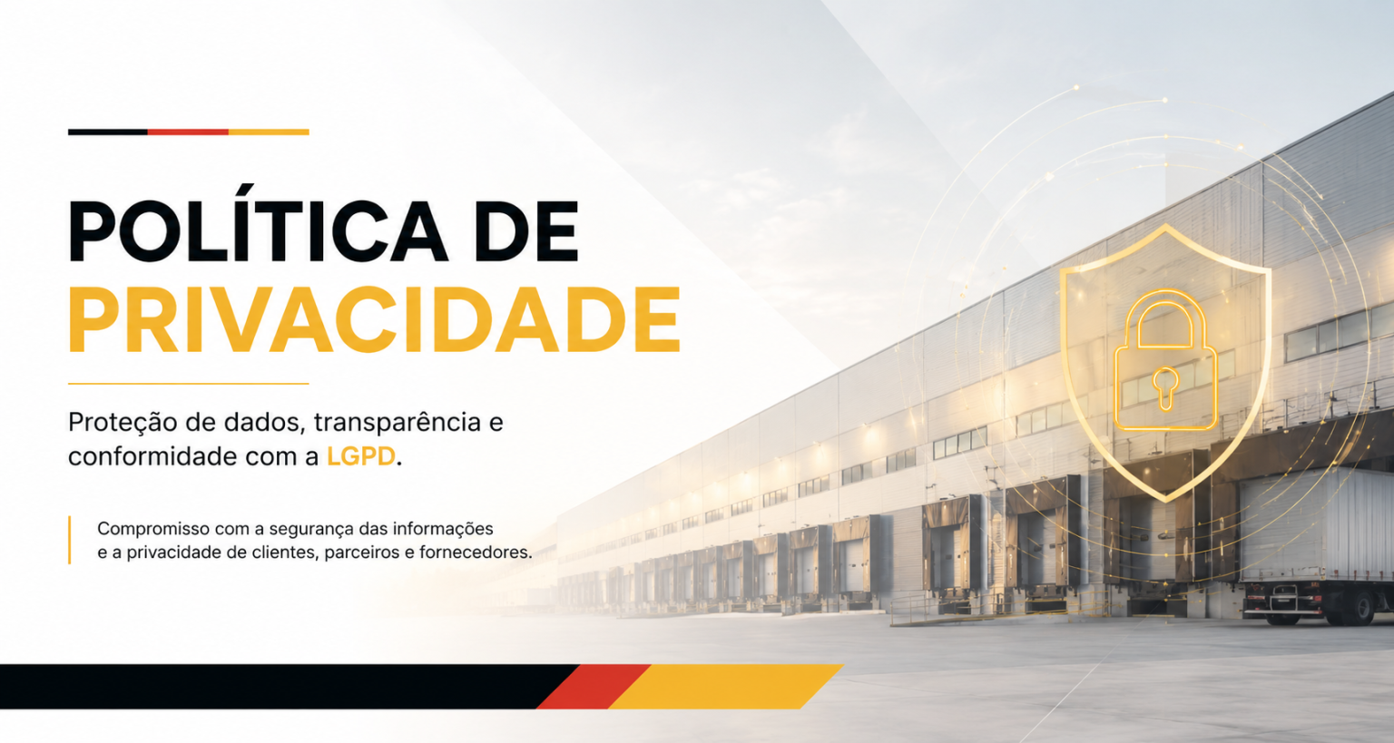 Banner institucional da Política de Privacidade da Hensller com destaque para proteção de dados, conformidade com a LGPD e segurança da informação.
