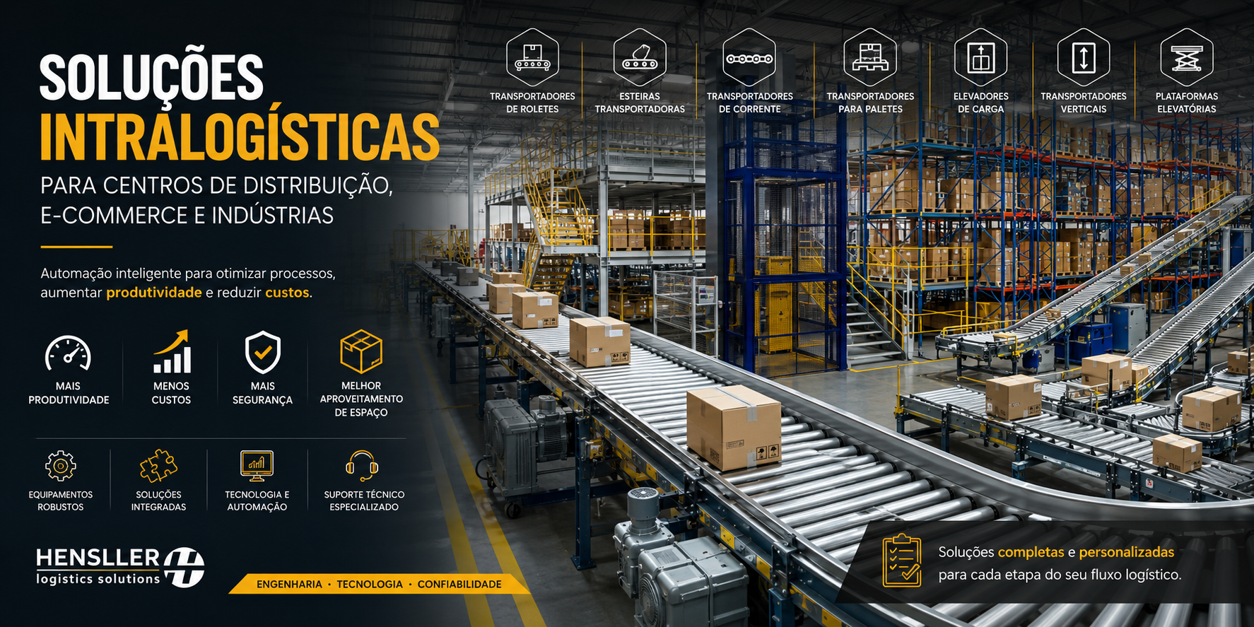 Soluções intralogísticas para centros de distribuição, e-commerce e indústrias